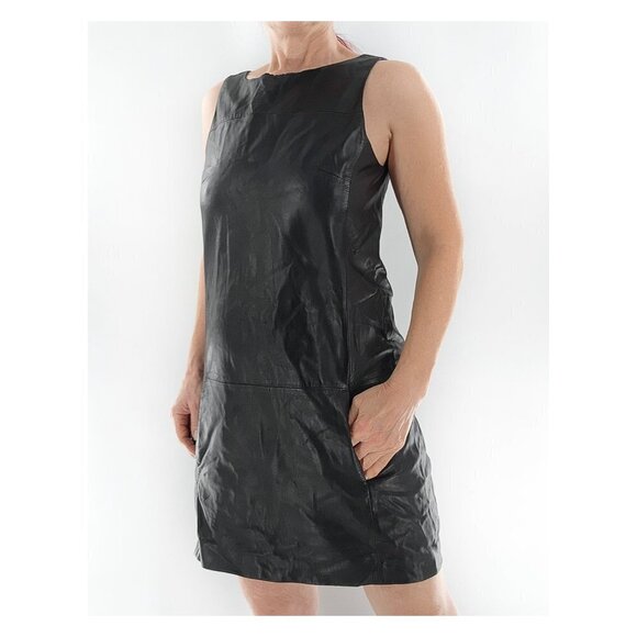 RAG & BONE 100% Lamb Leather Mini Dress in Black